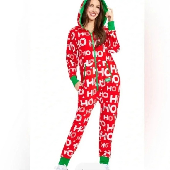 Tipsy Elves HO HO HO Christmas Onesie Jumpsuit Holiday Pajamas - Picture 1 of 4
